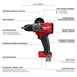 Milwaukee M18 FUEL 1/2" Hammer Drill/Driver (Tool Only) - T and A Tools