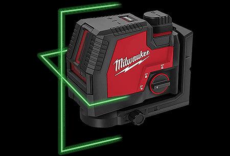 Milwaukee 100 ft. REDLITHIUM Lithium-Ion USB Green Rechargeable Cross Line Laser Level with Charger - T and A Tools
