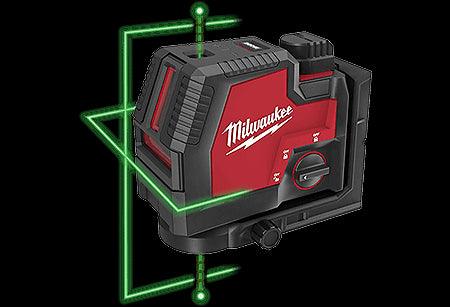 Milwaukee Green 100 ft. Cross Line and Plumb Points Rechargeable Laser Level - T and A Tools