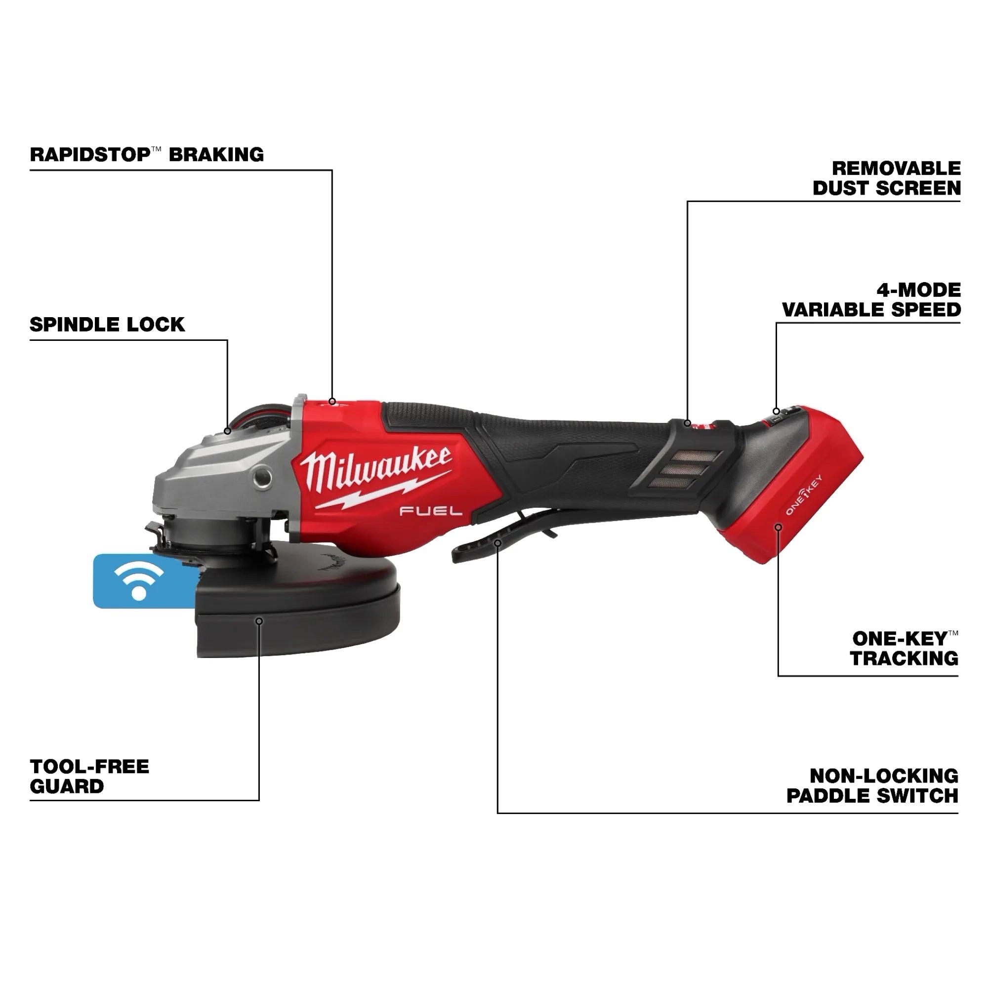 MILWAUKEE M18 FUEL 4-1/2"-7" Variable Speed Braking Grinder With Paddle Switch (Tool Only) - T and A Tools
