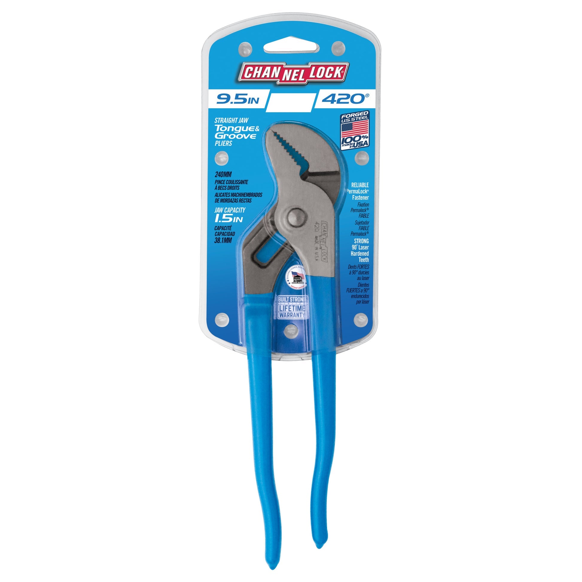 CHANNELLOCK 420 9.5-inch Straight Jaw Tongue & Groove Pliers