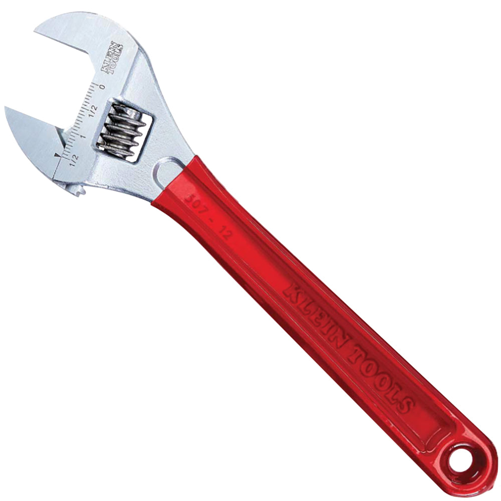 Klein 12 Inch Adjustable Extra Capacity Wrench with Dipped-Handle