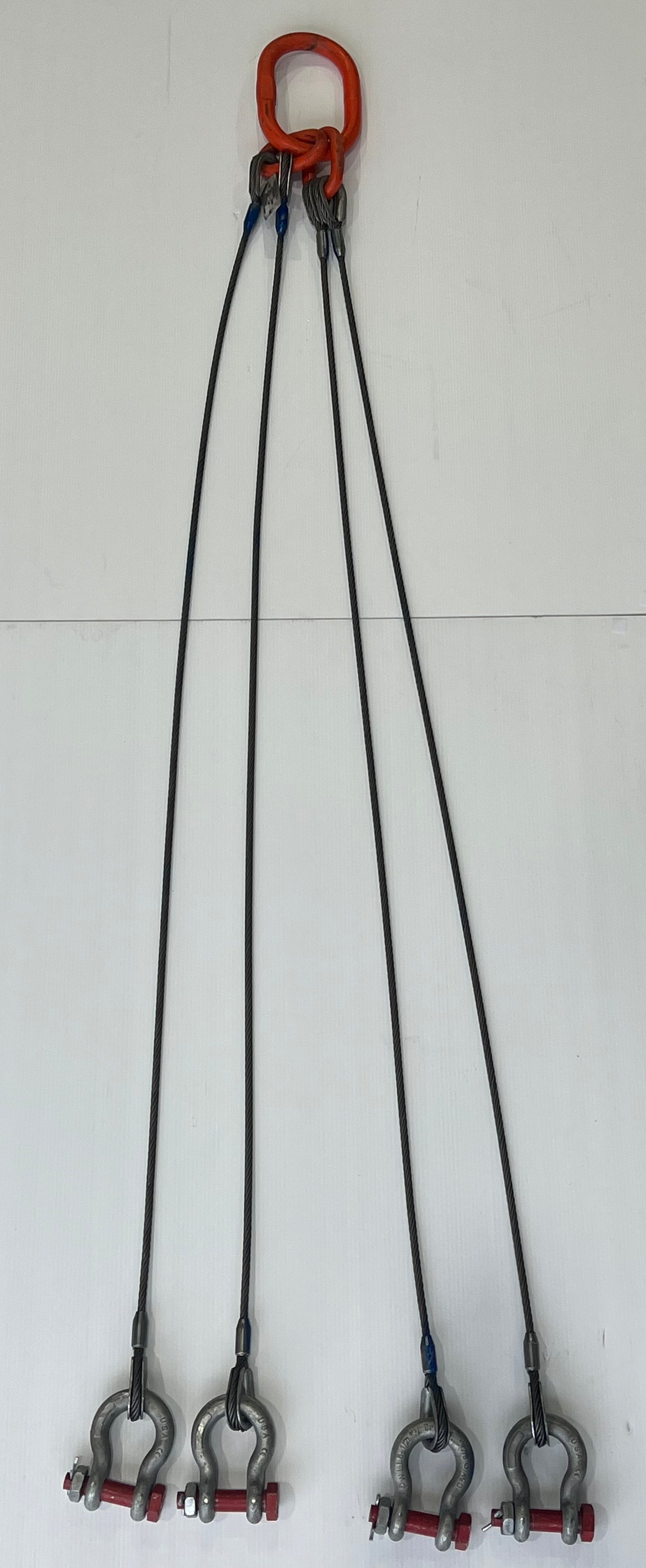 3/8 in Four 6 ft Leg Wire Rope Sling With 7/8 Bolt Anchor Shackle Ends