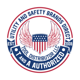 Logo of Utility and Safety Brands Direct Tool Distributor LLC with American flag design.