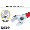 Klein 12 Inch Adjustable Extra Capacity Wrench with Dipped-Handle